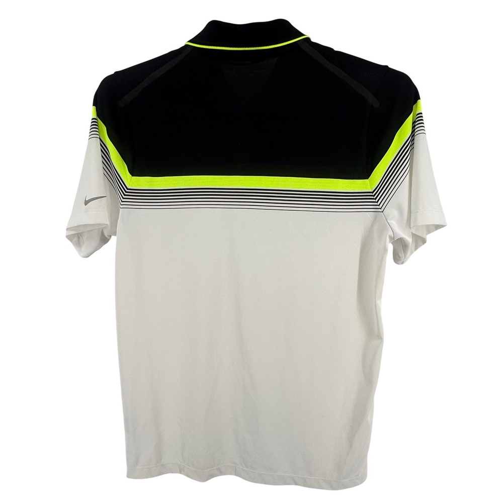 Nike Golf Tour Performance Dri Fit Polo Shirt M Black Neon Green SEA ISLAND - Picture 7 of 7